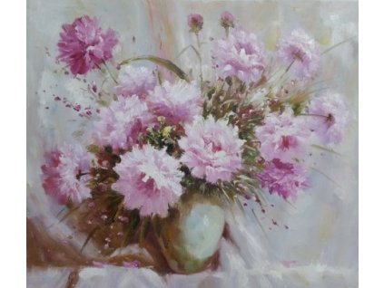 Obraz - Jiřiny ve váze (Rozměr 40 cm x 50 cm)