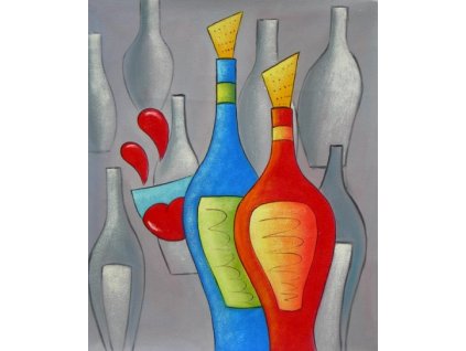 Obraz - Lahve vína (Rozměr 50 cm x 40 cm)