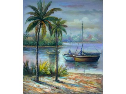 Obraz - Přístav na ostrově (Rozměr 50 cm x 40 cm)