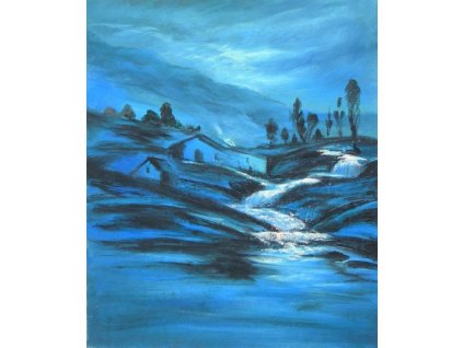 Obraz - Modrá krajina (Rozměr 50 cm x 40 cm)
