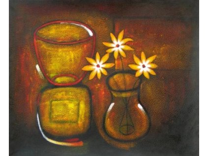 Obraz - Zátiší se zlatými květy (Rozměr 40 cm x 50 cm)