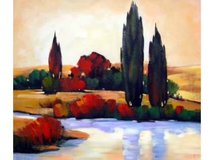 Obraz - Topoly u jezera (Rozměr 40 cm x 50 cm)