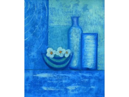 Obraz - Modré lahve (Rozměr 50 cm x 40 cm)