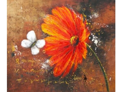 Obraz - Květ s motýlem (Rozměr 40 cm x 50 cm)