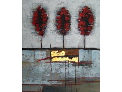 Obraz - Tři červené topoly (Rozměr 50 cm x 40 cm)