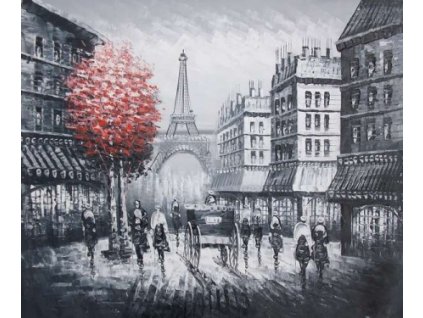 Obraz - Paříž s červeným stromem (Rozměr 50 cm x 60 cm)