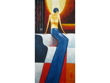 Obraz - Sedící žena (Rozměr 120 cm x 60 cm)