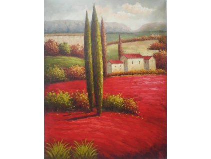 Obraz - Krajina s topoly (Rozměr 50 cm x 40 cm)