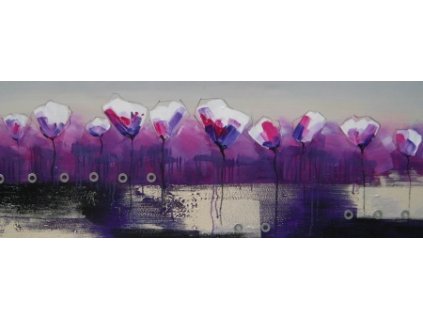 Obraz - Moderní fialové květy (Rozměr 50 x 150 cm)