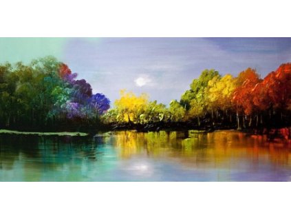 Obraz - Podzim u jezera (Rozměr 60 cm x 120 cm)