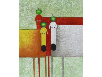 NHS2364 obraz tri psi a tri jablka