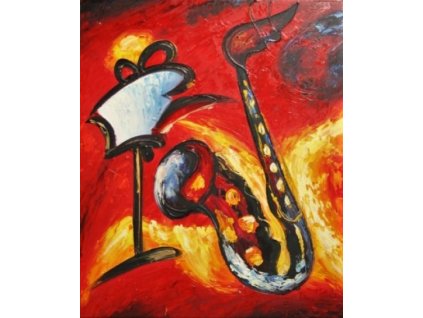 N2481 obraz saxofon s notami
