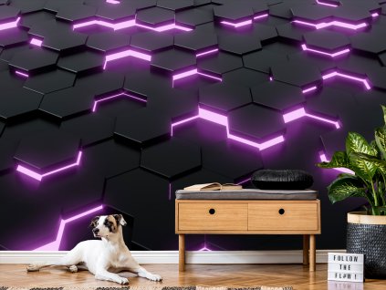 3D TAPETA FIALOVÉ HEXAGONY 1
