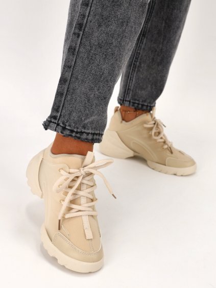 BÉŽOVÉ ELASTICKÉ TENISKY LA196beige 2