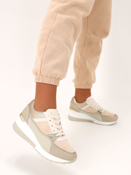 bezove damske tenisky na platforme BL251BEIGE 6