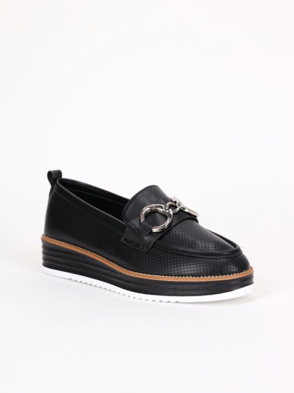 cierne damske mokasiny na platforme HXL10BLACK 6