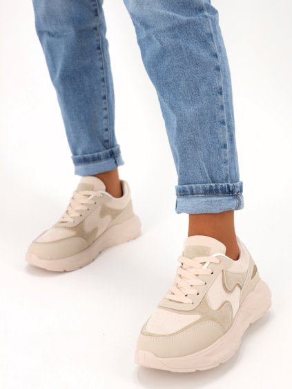 bezove tenisky na platforme BL237 BEIGE 1