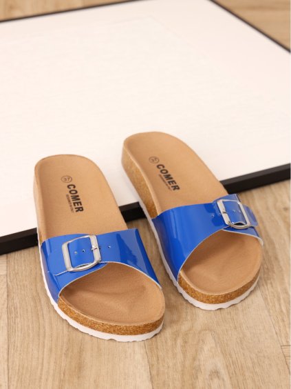 Lakovane modre korkove slapky sar37blue 2