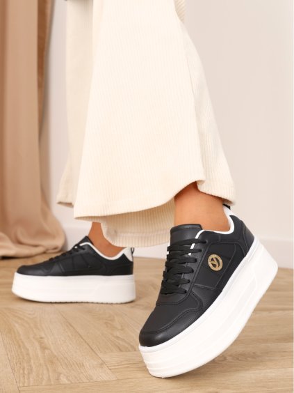 ČIERNE PLATFORMOVÉ TENISKY FD23black 3