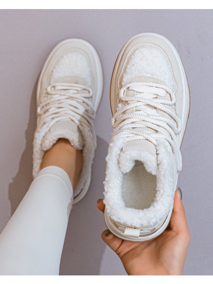 KRÉMOVÉ DÁMSKE ZATEPLENÉ TENISKY B2088