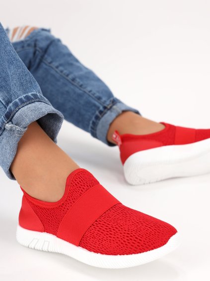 slip on cervene damske tenisky latkove MEY04RED 4