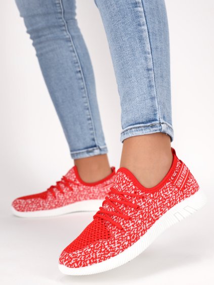 cervene damske slip on tenisky snurovacie elasticke latkove MEY3RED 3