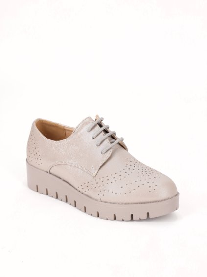 bezove damske poltopanky na platforme snurovacie ML16323KHAKI 1
