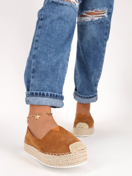 damske hnede semisove espadrilky na platforme SEZZ19CAMEL 5