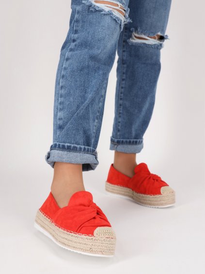 cervene semisove espadrilky na vysokej platforme damske SEZZ23RED 4