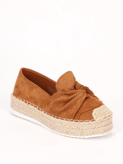 hnede semisove espadrilky na vysokej platforme damske SEZZ23CAMEL 1