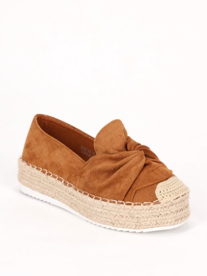 hnede semisove espadrilky na vysokej platforme damske SEZZ23CAMEL 1