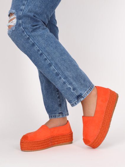 semisove oranzove damske espadrilky na vysokej platforme LT15ORANGW 2