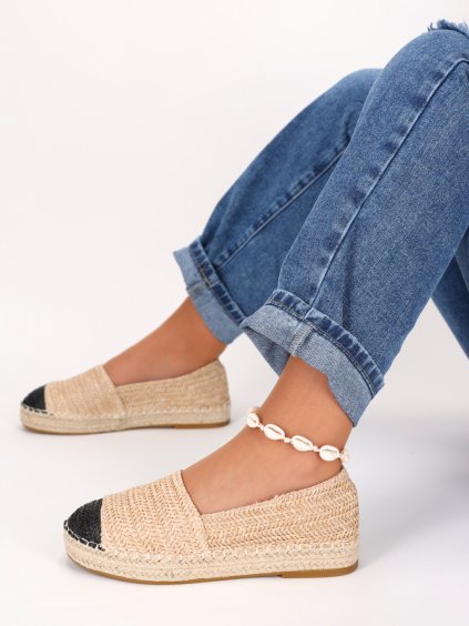 damske slamene espadrilky na platforme JEY6KHAKI 7