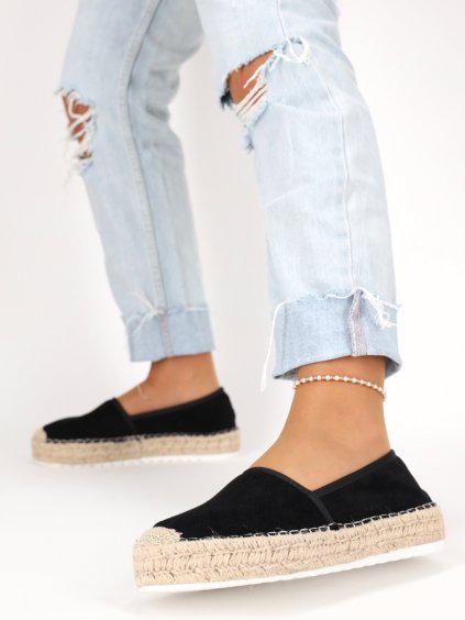 cierne damske espadrilky semisove na platforme JH90BLACK 4