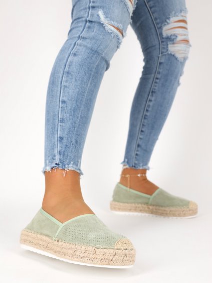 SEMIŠOVÉ DÁMSKE ESPADRILKY NA PLATFORME ZELENÉ