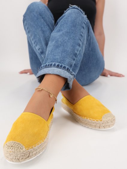 zlte damske espadrilky semisove na platforme JH90YELLOW 5