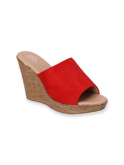 cervene damske semisove slapky na klinovom opatku PH8066 2 RED 2