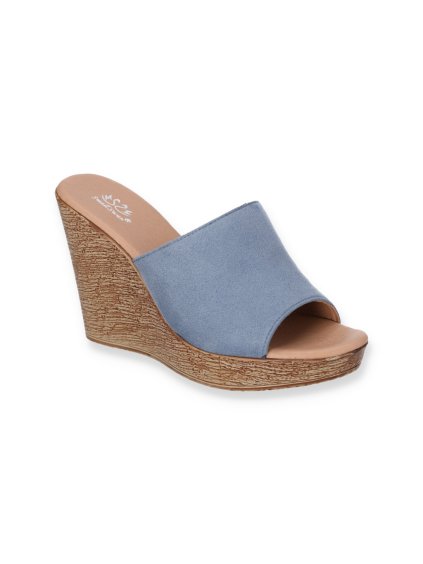 svetlomodre semisove damske slapky na klinovom opatku PH8066 7 BLUE 2