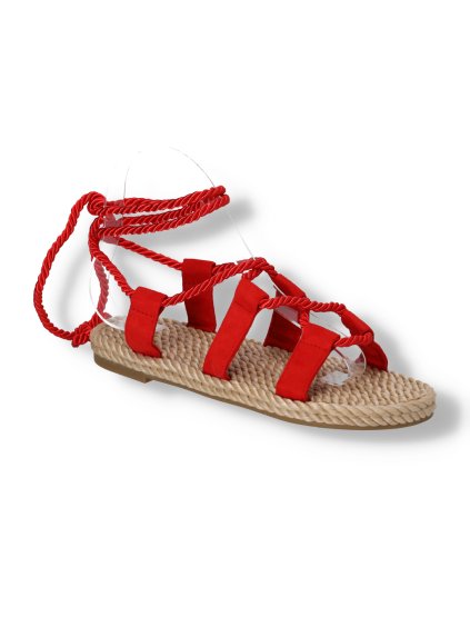 cervene semisove snurovacie sandale OM5353-7 RED 2