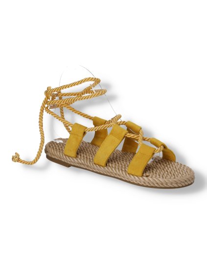 zlte damske semisove sandale snurovacie OM5353-8 YELLOW 2