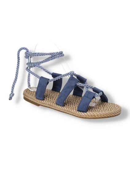 damske snurovacie modre semisove sandale OM5353-3 BLUE 2