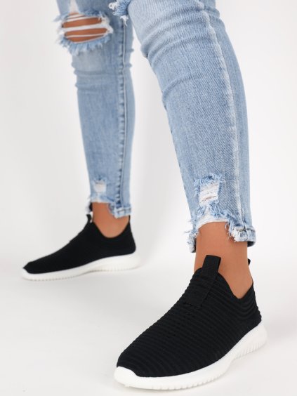 cierne latkove nasuvacie slipon tenisky MDB-4 BLACK 1