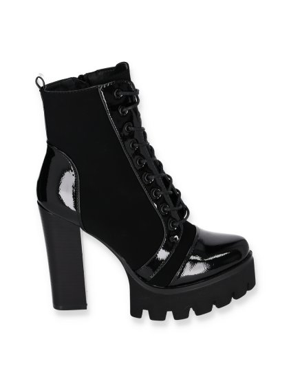 Cierne damske cizmy na vysokom hrubom opatku WA670 1 BLACK 1