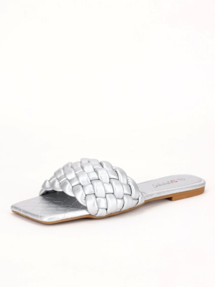 strieborne leskle damske slapky nizke T372SILVER 1