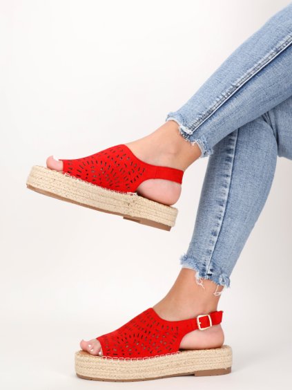 cervene damske sandale na vysokej espadrilkovej platforme semisove BL26RED 6