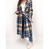 DLHÝ KÁROVANÝ KABÁT MODRÝ 200005-1 (Veľkosť UNI SIZE)