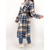 DLHÝ KÁROVANÝ KABÁT MODRÝ 200005-1 (Veľkosť UNI SIZE)