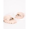 platformove damske slapky s prepletanou prackou SS138BEIGE 2