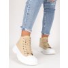 clenkove damske platene snurovacie tenisky bezove AB974KHAKI 7