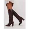 HNEDÉ VYSOKÉ ČIŽMY NA VYSOKOM PODPÄTKU RB49 BROWN 2